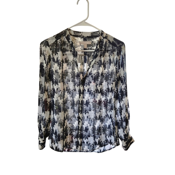 Banana Republic Black and White Patterned Blouse - Picture 2 of 7